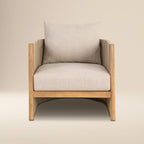 Fauteuil de salon moderne beige naturel avec cadre en bois séché au four