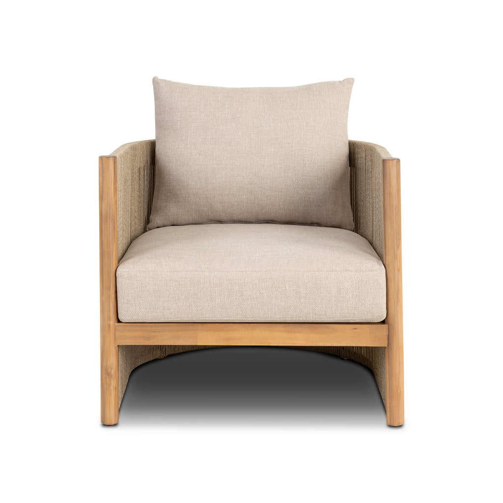 Modern Natural Beige Lounge Chair with Kiln-Dried Wood Frame