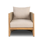 Fauteuil de salon moderne beige naturel avec cadre en bois séché au four