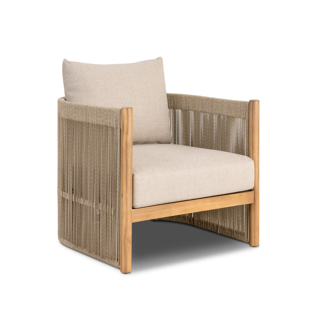 Modern Natural Beige Lounge Chair with Kiln-Dried Wood Frame