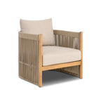 Fauteuil de salon moderne beige naturel avec cadre en bois séché au four