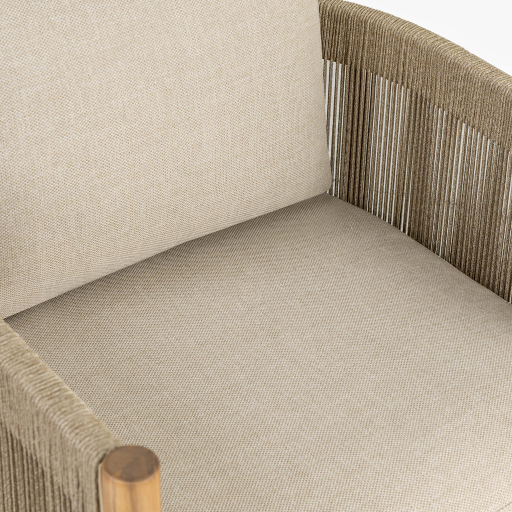 Modern Natural Beige Lounge Chair with Kiln-Dried Wood Frame
