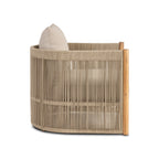 Fauteuil de salon moderne beige naturel avec cadre en bois séché au four