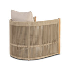 Fauteuil de salon moderne beige naturel avec cadre en bois séché au four