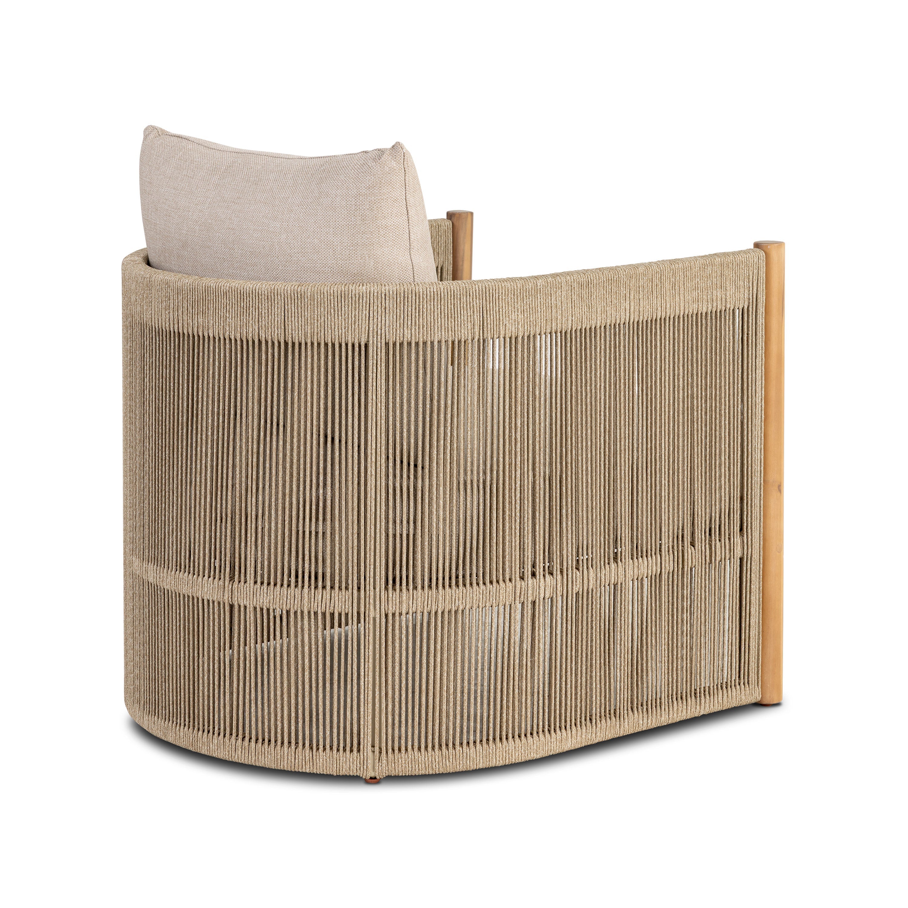 Modern Natural Beige Lounge Chair with Kiln-Dried Wood Frame