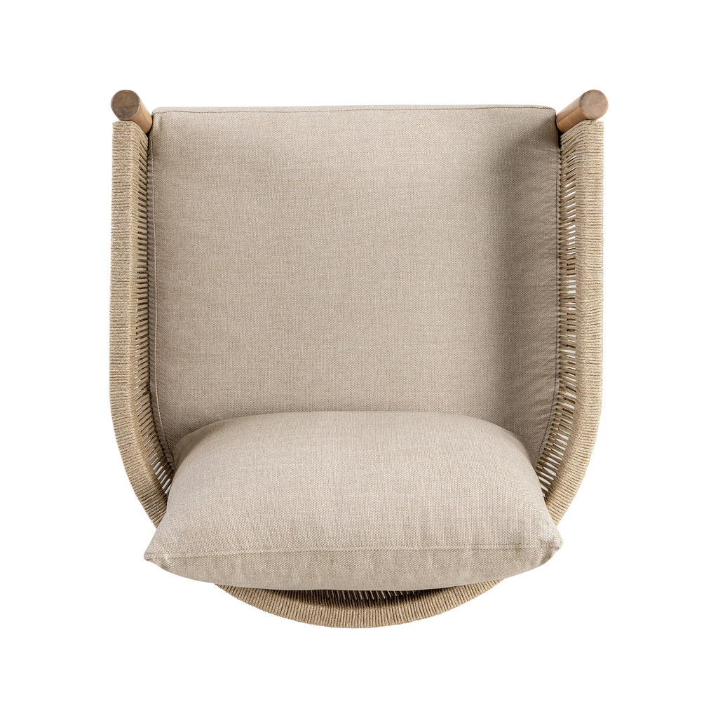Modern Natural Beige Lounge Chair with Kiln-Dried Wood Frame