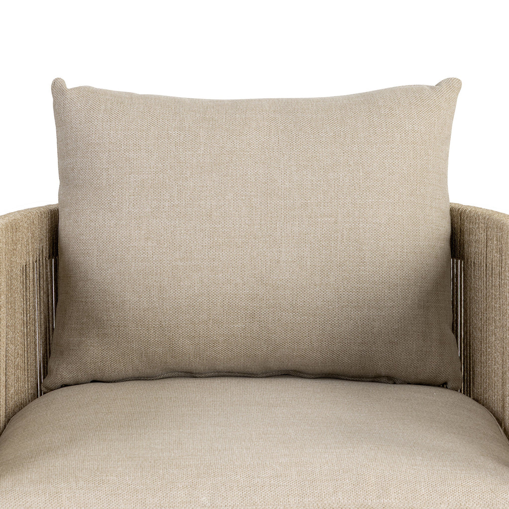 Modern Natural Beige Lounge Chair with Kiln-Dried Wood Frame