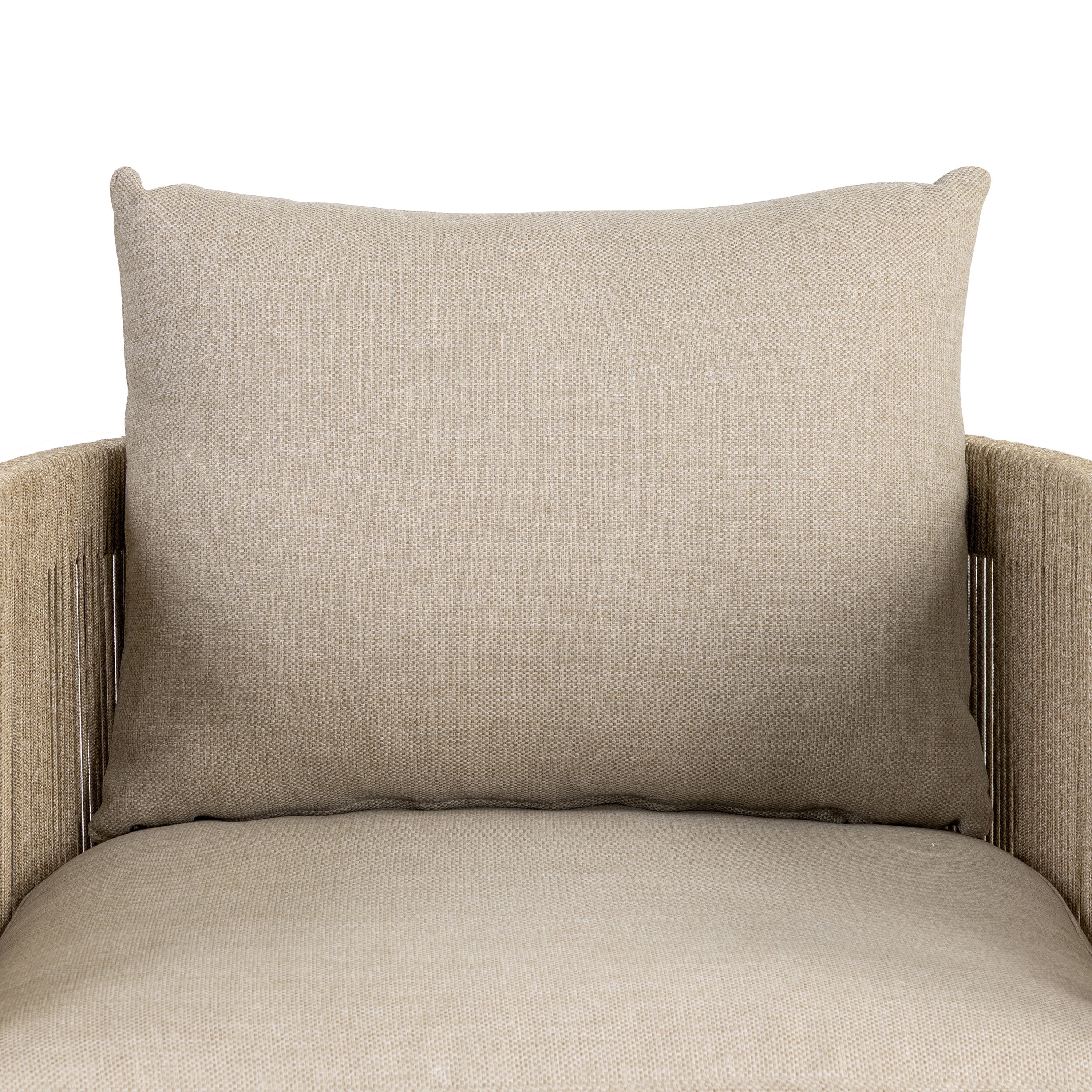 Modern Natural Beige Lounge Chair with Kiln-Dried Wood Frame