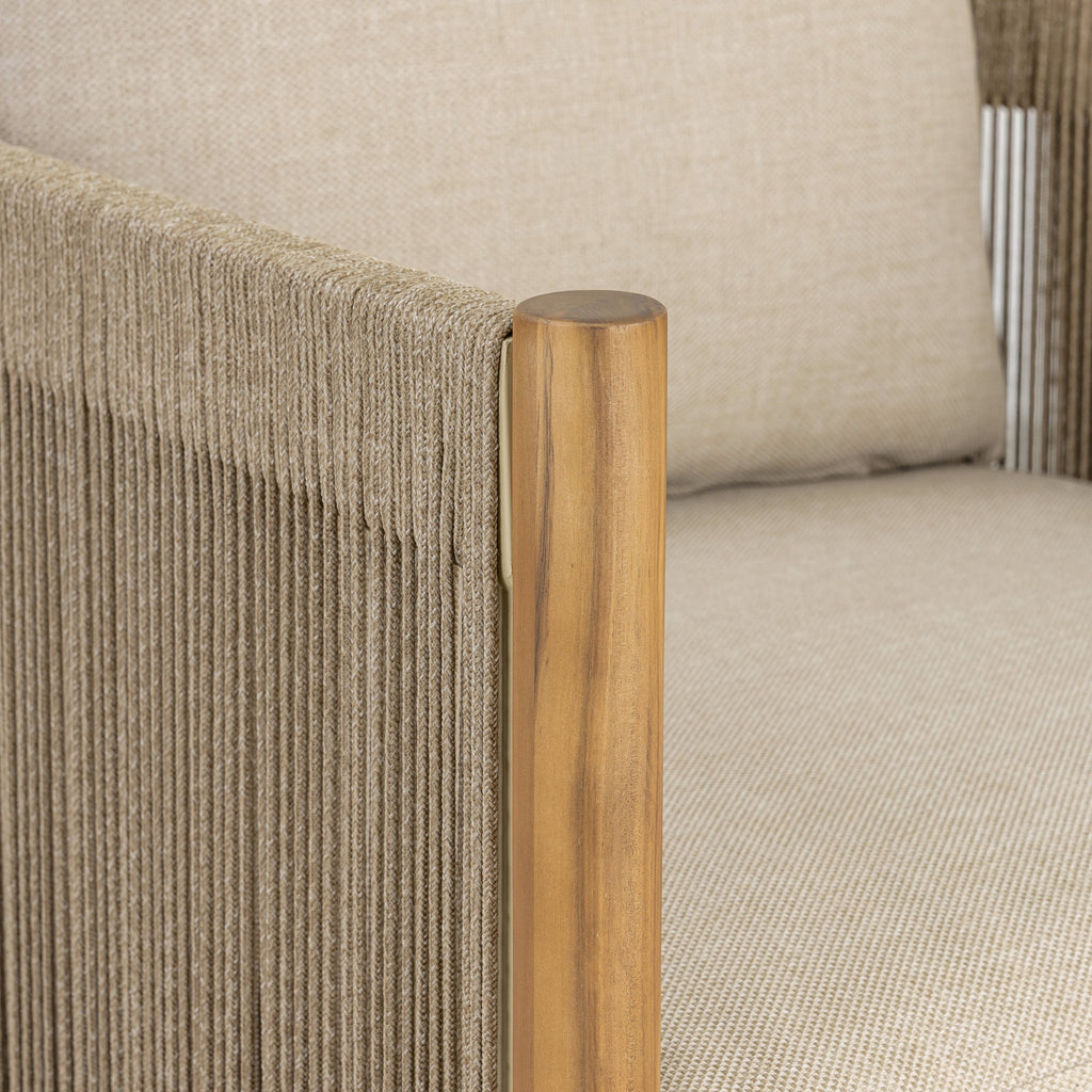 Modern Natural Beige Lounge Chair with Kiln-Dried Wood Frame