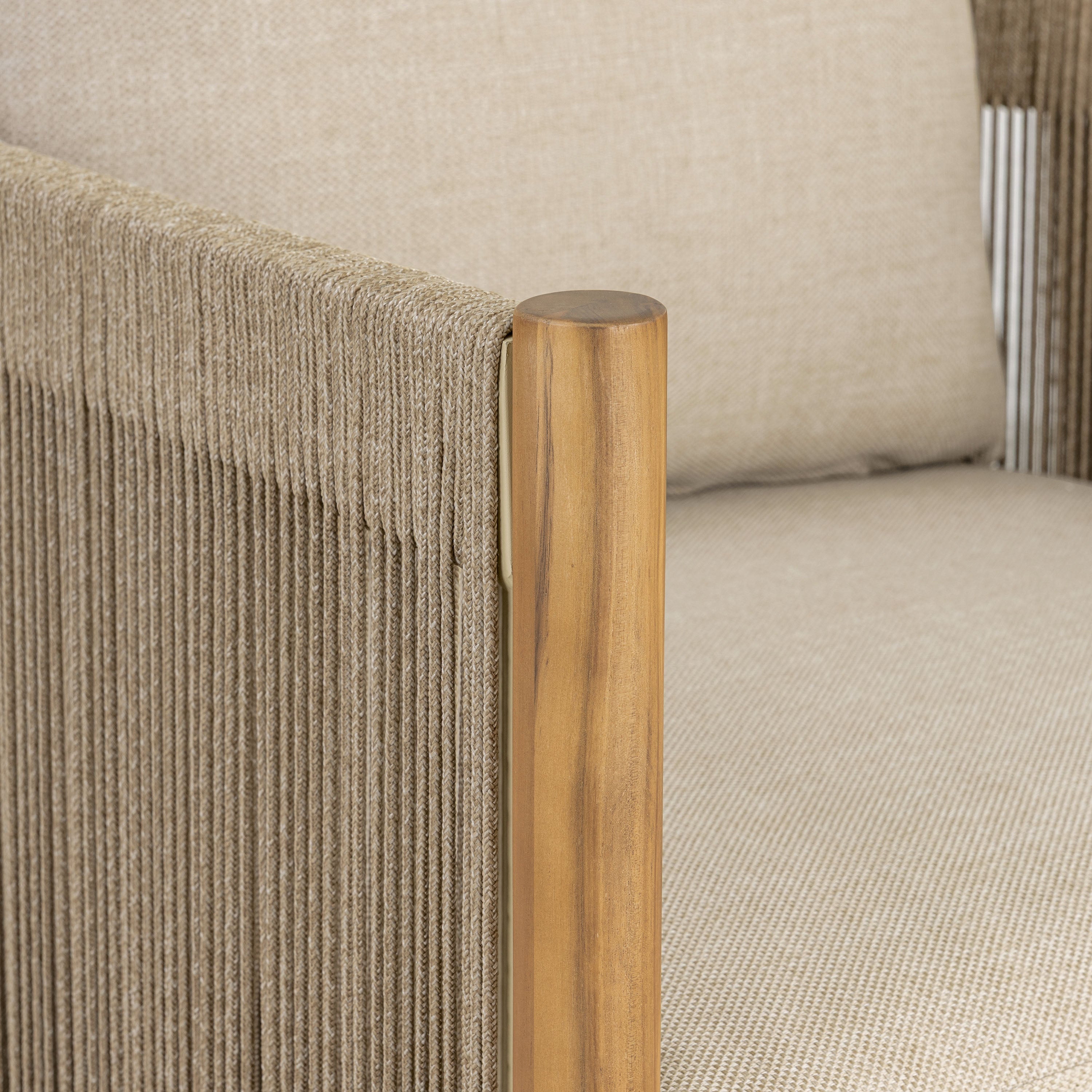 Modern Natural Beige Lounge Chair with Kiln-Dried Wood Frame