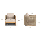 Fauteuil de salon moderne beige naturel avec cadre en bois séché au four