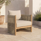 Fauteuil de salon moderne beige naturel avec cadre en bois séché au four