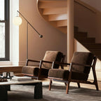 Fauteuil de salon moderne bronzé avec cadre en bois séché au four